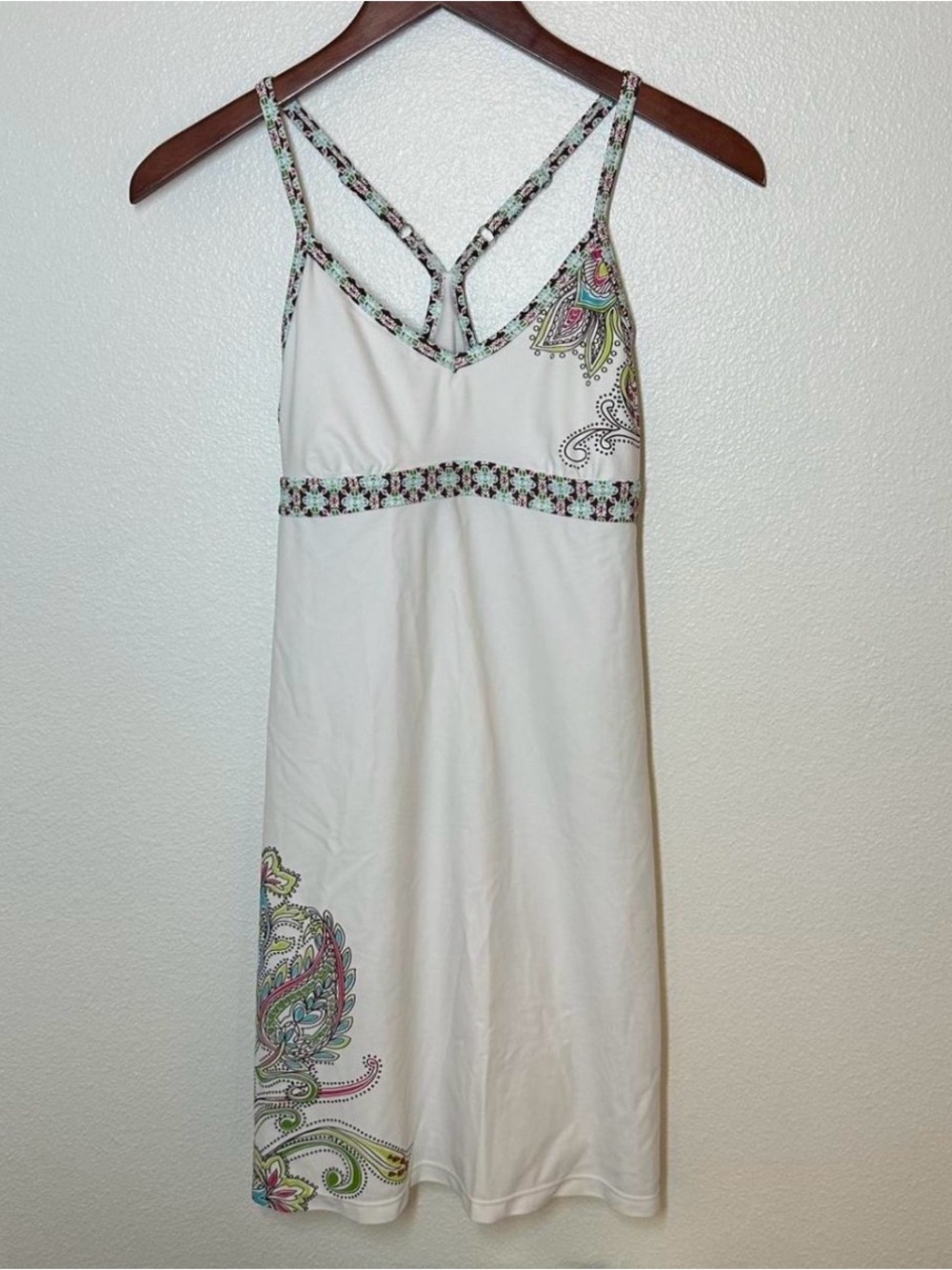 White Paisley-Accent Slip Dress